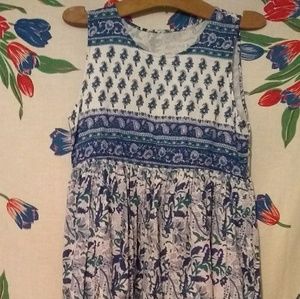 sleeveless India print summer midi dress